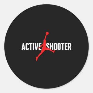 Sticker Rond Fun Active Shooter Bysketbyll Loisirs Sarcasm Men