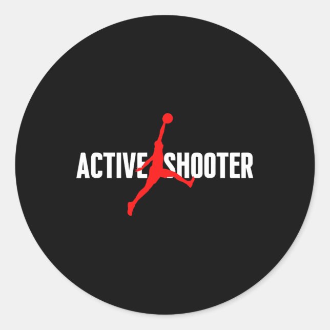 Sticker Rond Fun Active Shooter Bysketbyll Loisirs Sarcasm Men  (Devant)