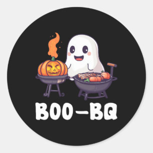 Sticker Rond Fun Bbq Rbecue Boo Ghost Halloween Costum de corre