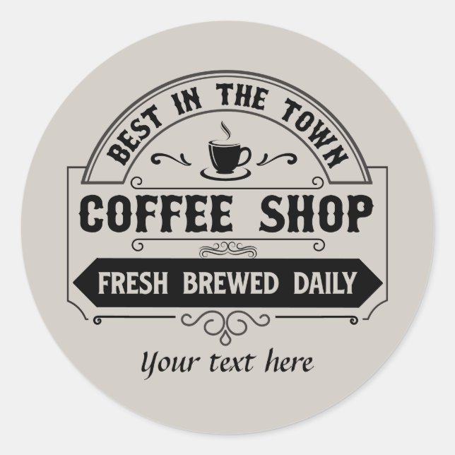 Sticker Rond Fun best coffe shop personnalisable (Devant)