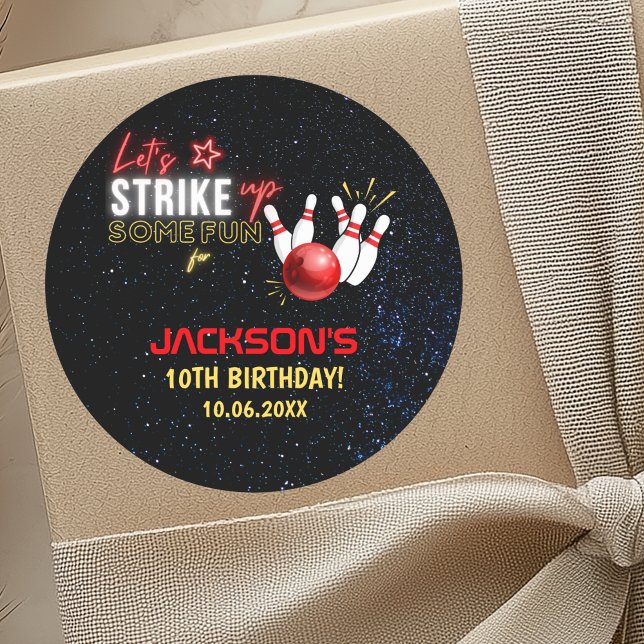 Sticker Rond Fun Bowling party for Kids (Créateur téléchargé)