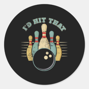 Sticker Rond Fun Bowling Vintage Je frapperais ce tee amusant