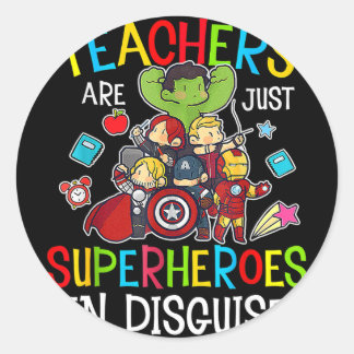 Sticker Rond Fun Byck To School Teachers Are Superheroes Gifts 
