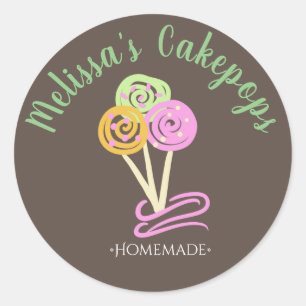 Sticker Rond Fun Cakepop Logo Bannière Boulangerie maison Fils