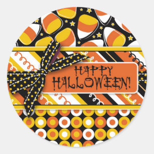 Sticker Rond Fun Candy Corn Halloween couleurs