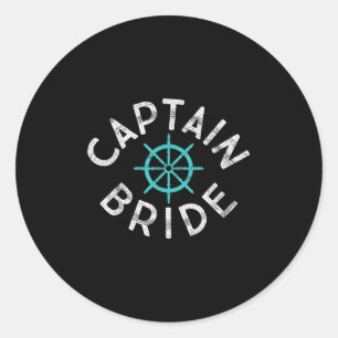 Sticker Rond Fun Capitaine Mariée Mariage Nautique Salle de jum