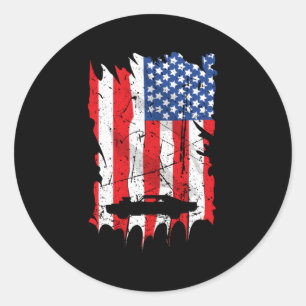 Sticker Rond Fun Car Guy American Drapeau Big Block Muscar