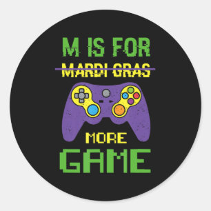 Sticker Rond Fun Celebrate Mardi Gras Video Game Controller Gam
