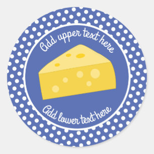 Sticker Rond Fun Cheese Wedge - style dessin animé point blanc 