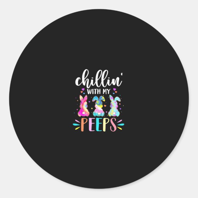 Sticker Rond Fun Chillin Avec Mon Professeur Peep Tie Dye Pâque (Devant)