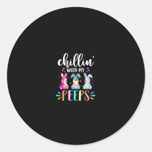 Sticker Rond Fun Chillin Avec Mon Professeur Peep Tie Dye Pâque