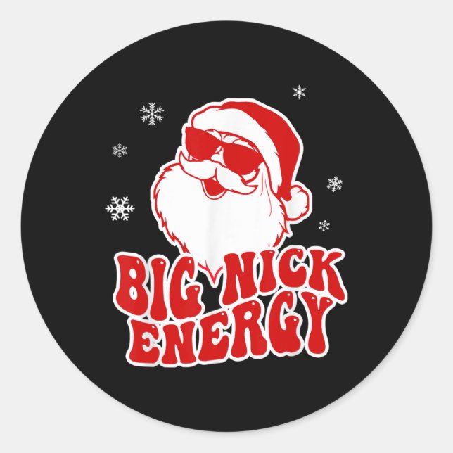 Sticker Rond Fun Christmas Big Nick Energy Santa Naughty Adult  (Devant)