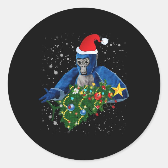 Sticker Rond Fun Christmas Gorilla Tag  (Devant)
