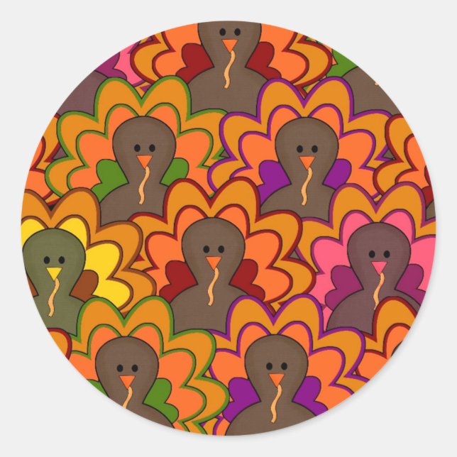 Sticker Rond Fun Colorful Thanksgiving (Devant)