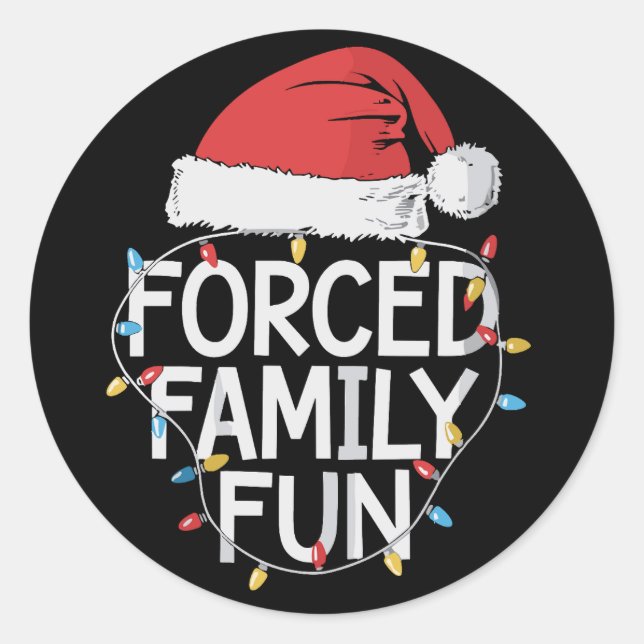 Sticker Rond Fun de famille forcé Sarcastique Noël drôle (Devant)