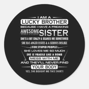 Sticker Rond Fun De Noël Pour Frère De Soeur 1