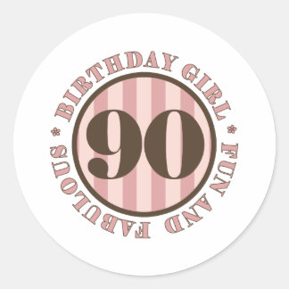 Sticker Rond Fun & Fabuleux cadeaux 90e anniversaire