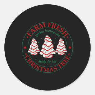 Sticker Rond Fun Farm Fresh Christmas Tree Cakes Family Xmas Pa