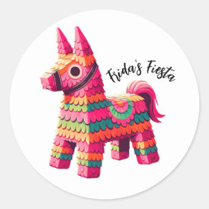 Sticker Rond Fun Festive Mexicaine Colorful Piñata Nom personna