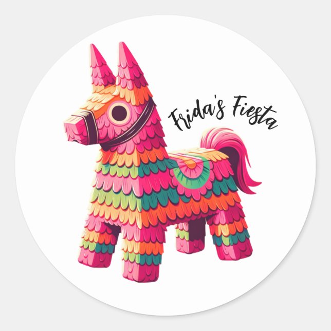 Sticker Rond Fun Festive Mexicaine Colorful Piñata Nom personna (Devant)