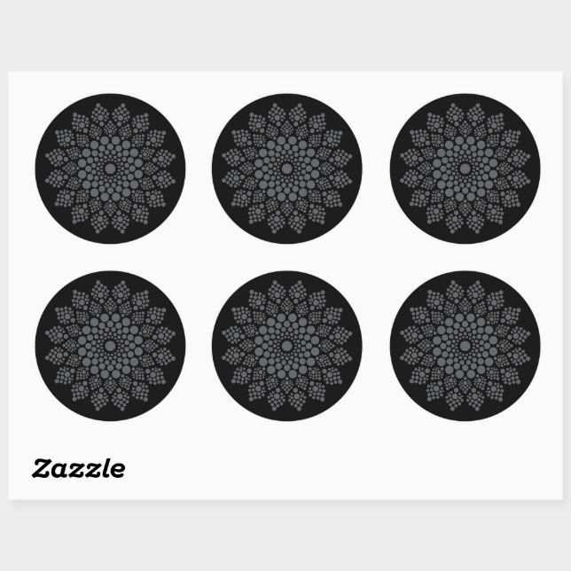 Sticker Rond Fun Fun Floral Dot Mandala Modèle (Feuille)