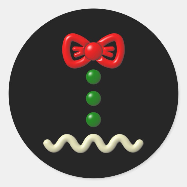 Sticker Rond Fun Gingerbread Homme Costume Halloween Cadeau (Devant)