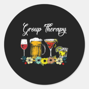 Sticker Rond Fun Group Thérapie Floral Boire Lunettes Mental He