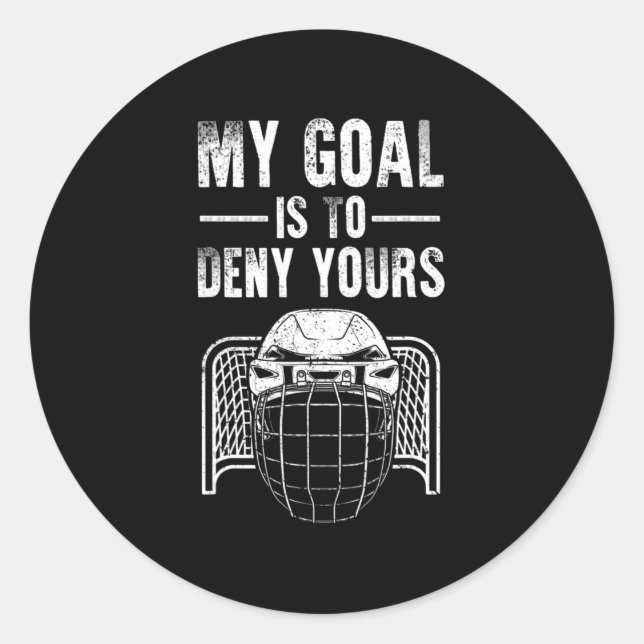 Sticker Rond Fun Ice Hockey Goalie Design Kids Men Women Hockey (Devant)