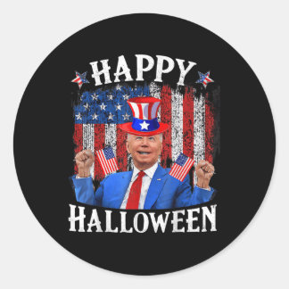 Sticker Rond Fun Joe Biden Happy Halloween For Fourth Of July