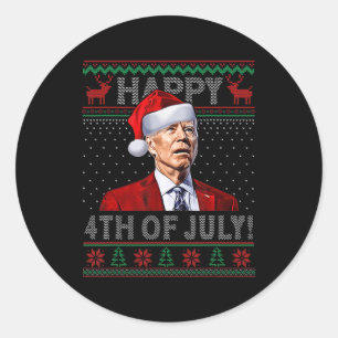 Sticker Rond Fun Joe Biden Happy the Of July Laid Christmas