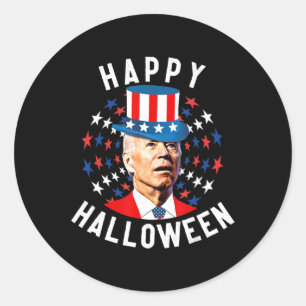 Sticker Rond Fun Joe Biden Heureux Halloween Pour Le 4 Juillet