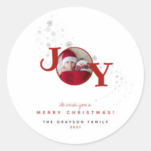 Sticker Rond Fun Joyeux Noël Joie Photo Holiday