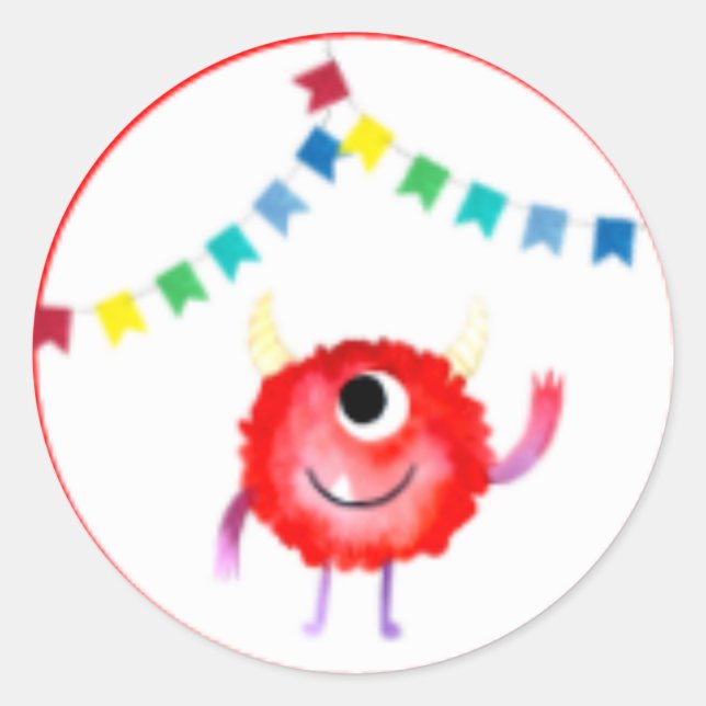Sticker Rond Fun Little Monster Party, Zombie, Amical, Mignonne (Devant)