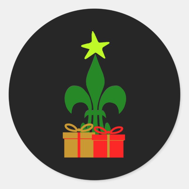 Sticker Rond Fun Louisiana Christmas Tree Cajun New Orleans  (Devant)