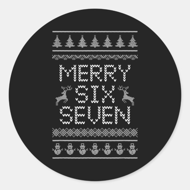 Sticker Rond Fun Merry Six Seven 6 7 Meme Design Christmas Humo (Devant)