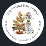Sticker Rond Fun Mice Christmas Tree Nom Adresse de retour<br><div class="desc">Fun Mice Christmas Tree Nom Adresse de retour. Personnalisez facilement votre nom et votre adresse de retour qui sont courbés au-dessus et au-dessous de l'illustration.</div>