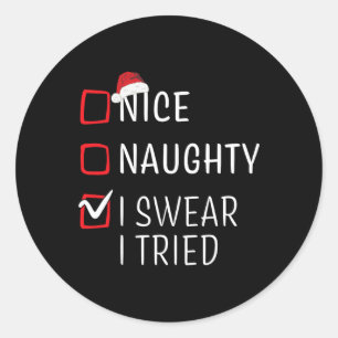 Sticker Rond Fun Naughty Nice Noël Famille Pajama Hommes Femmes