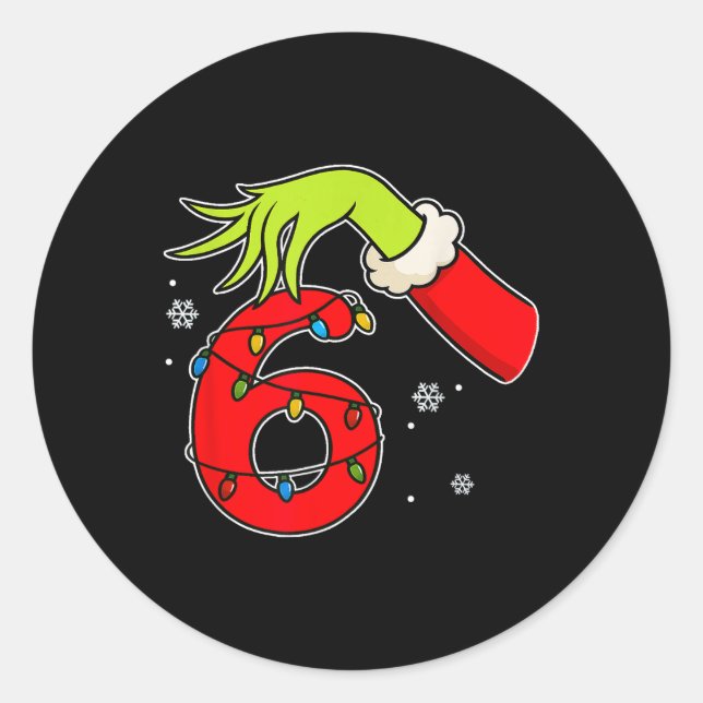 Sticker Rond Fun numéro 6 Noël 67 Six Sept Mème Xmas Hommes  (Devant)