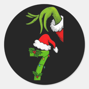 Sticker Rond Fun numéro 7 Noël 67 Six Sept Mème Xmas Hommes