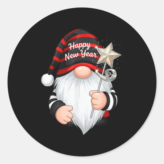 Sticker Rond Fun Nye Gnome Shirts For Women, Happy New Year 202 (Devant)