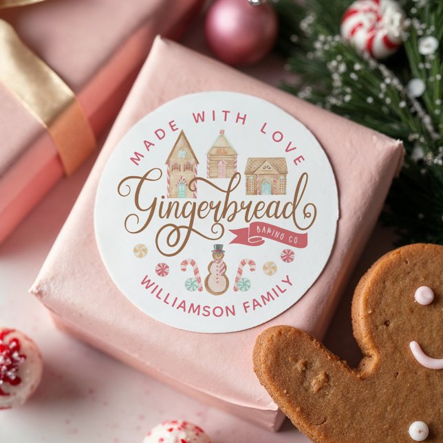 Sticker Rond Fun pain d'épices cuisson Co pain d'épices Maison  (Fun Gingerbread Baking Co Gingerbread House Baking Classic Round Sticker)