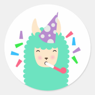 Sticker Rond Fun Party Emoji Llama
