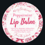 Sticker Rond Fun Peppermenthe Candy Christmas Lip Balm Étiquett<br><div class="desc">Si vous avez fait de beaux baumes de lèvres de Noël comme cadeaux et que vous avez besoin d'un étiquette amusant pour eux,  cet autocollant est certainement très festif puisqu'il présente divers bonbons de menthe poivrée dans l'arrière - plan.</div>