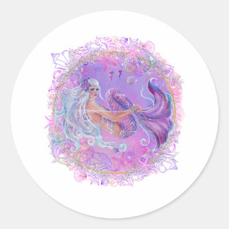 Sticker Rond Fun Pink sirène par Renee Lavoie