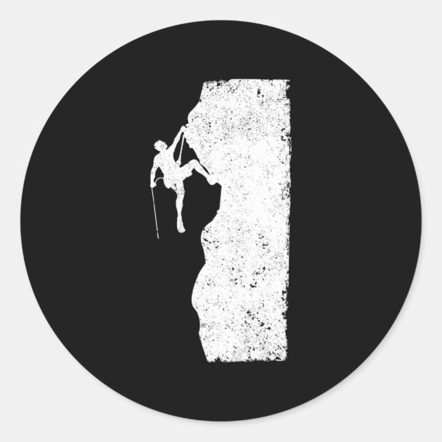 Sticker Rond Fun Rock Escalade Mountain Climber Bouldering Moun (Devant)