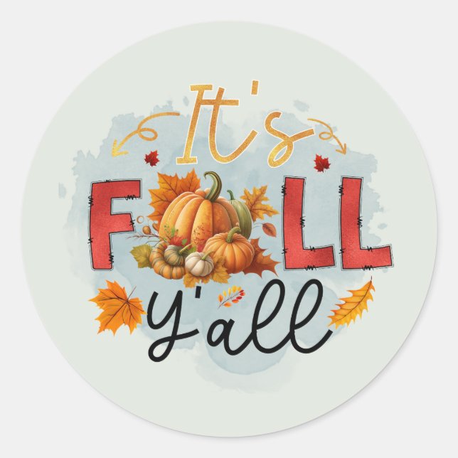 Sticker Rond Fun Saison Automne Y'all vendeurs citrouille (Devant)