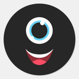 Sticker Rond Fun Scanner Monster Eyeball Face Facile Halloween