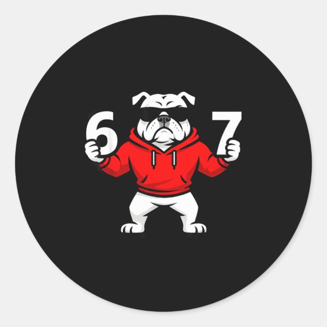 Sticker Rond Fun Six Seven Meme Bulldogs Number 6 And 7  (Devant)