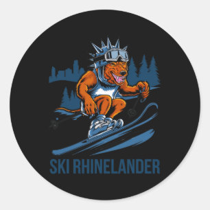 Sticker Rond Fun Ski Rhinelander Sports d'hiver Aventure fou