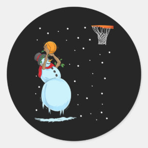 Sticker Rond Fun Snowman Bysketbyll Noël